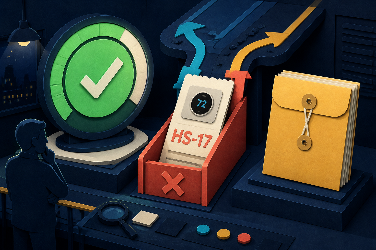 Dashboard with benchmark score and failed HS-17 support ticket